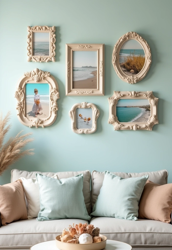 25 DIY Beach Themed Decor Projects for a Stunning Living Room Makeover! - 1. Seashell Picture Frames