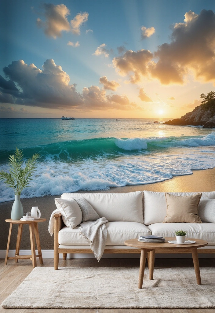25 DIY Beach Themed Decor Projects for a Stunning Living Room Makeover! - 10. Beach-Themed Wall Murals