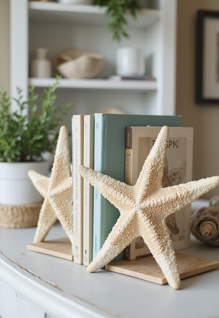 25 DIY Beach Themed Decor Projects for a Stunning Living Room Makeover! - 13. Starfish Bookends