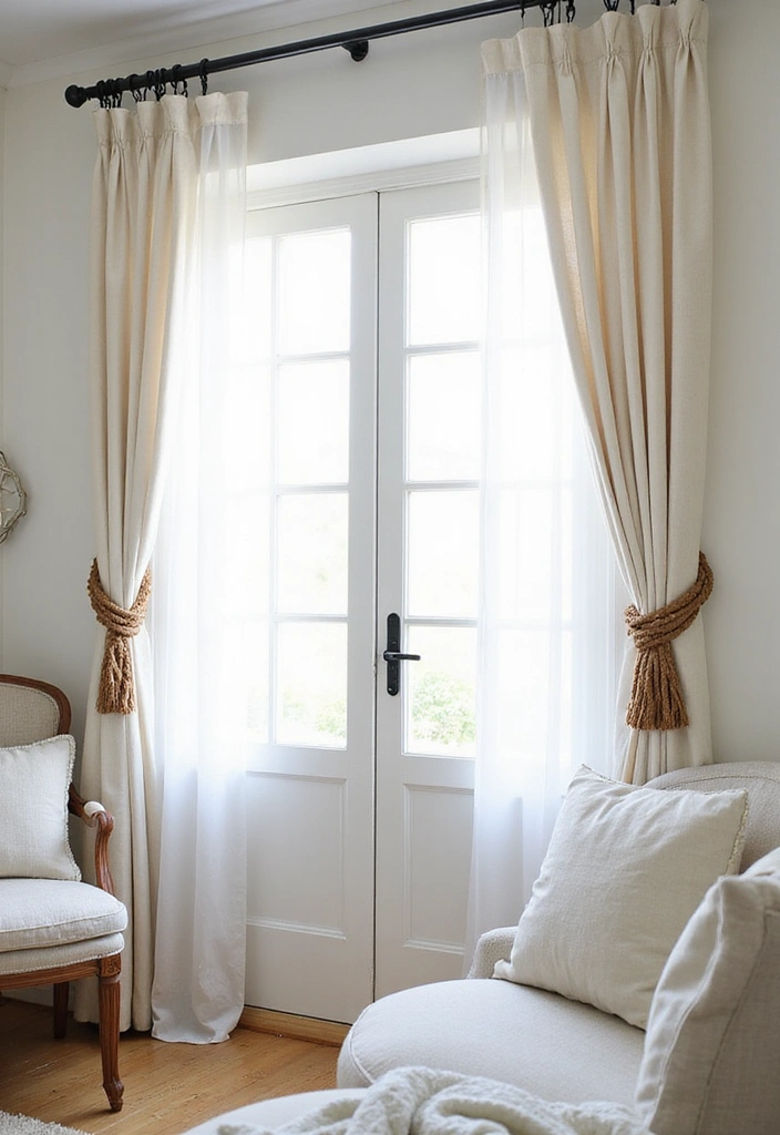 25 DIY Beach Themed Decor Projects for a Stunning Living Room Makeover! - 5. Nautical Rope Curtain Tiebacks