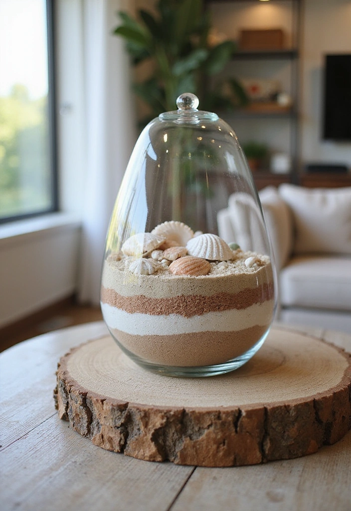 25 DIY Beach Themed Decor Projects for a Stunning Living Room Makeover! - 6. Sand and Shell Terrarium