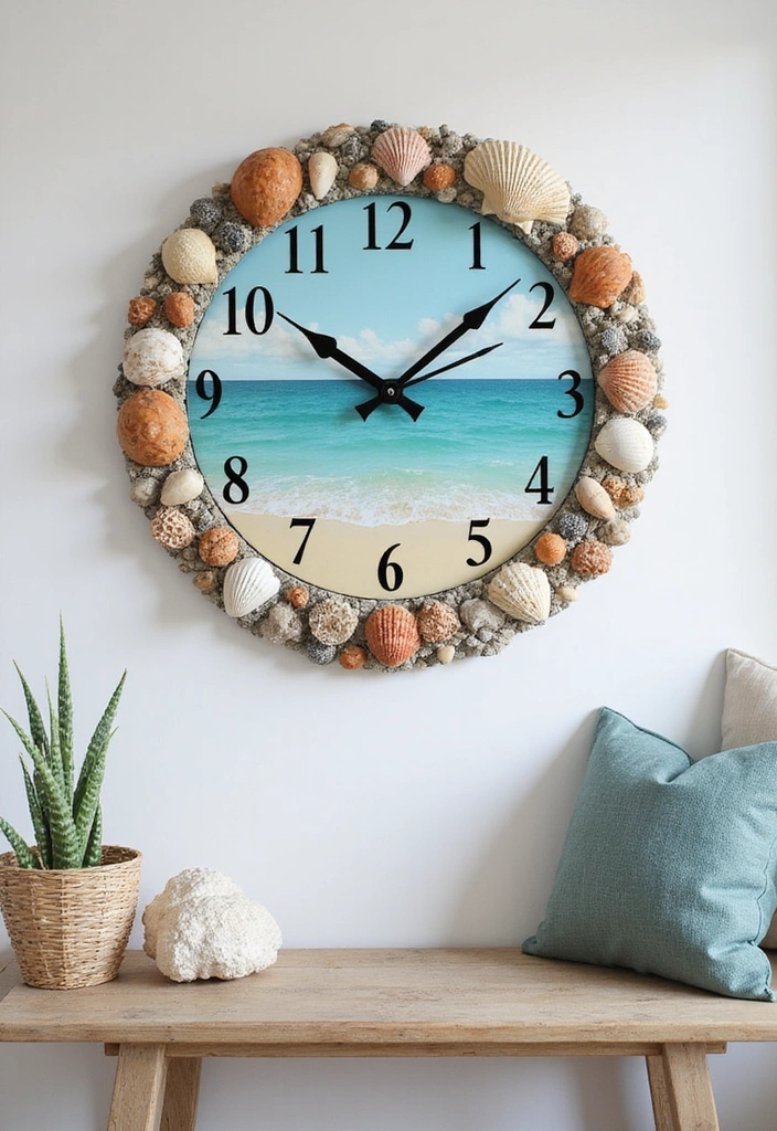 25 DIY Beach Themed Decor Projects for a Stunning Living Room Makeover! - 9. Beachy Wall Clock