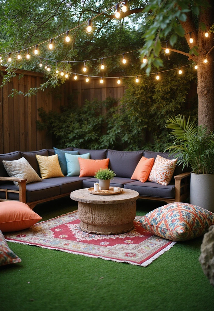 25 DIY Small Backyard Turf Ideas That Will Make You a Landscaping Pro (Don't Miss #12!) - 1. Cozy Turf Lounge Area