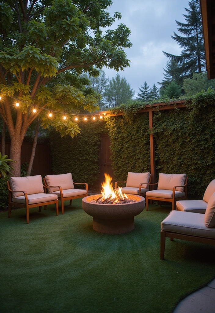 25 DIY Small Backyard Turf Ideas That Will Make You a Landscaping Pro (Don't Miss #12!) - 18. Turf Fire Pit Area