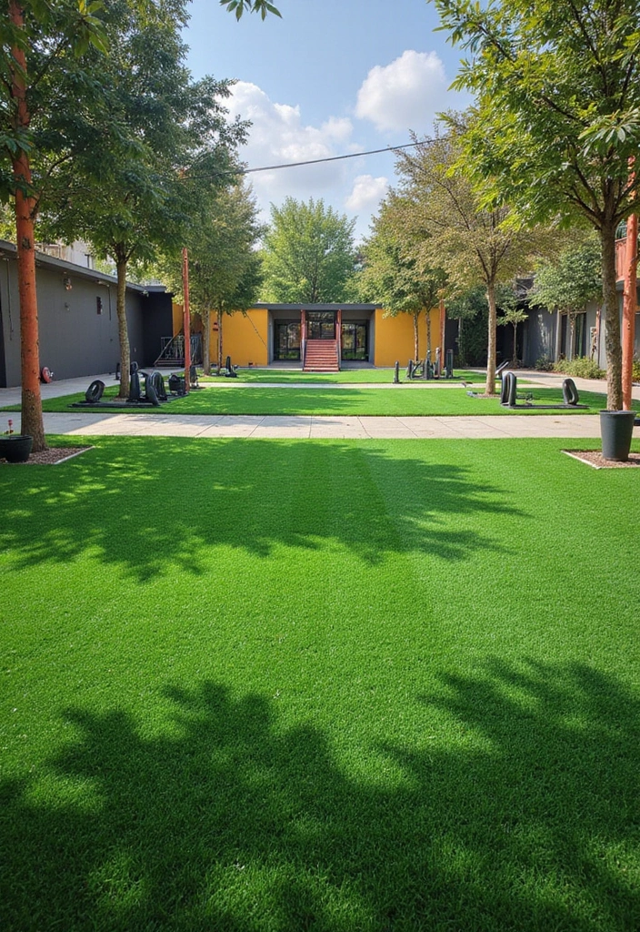 25 DIY Small Backyard Turf Ideas That Will Make You a Landscaping Pro (Don't Miss #12!) - 19. Turf for Exercise Zones