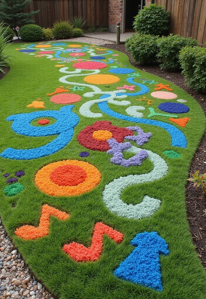 25 DIY Small Backyard Turf Ideas That Will Make You a Landscaping Pro (Don't Miss #12!) - 22. Artistic Turf Mosaics