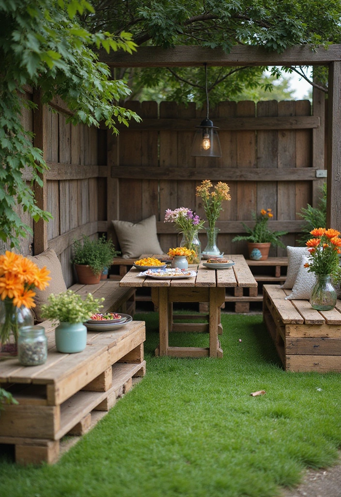 25 DIY Small Backyard Turf Ideas That Will Make You a Landscaping Pro (Don't Miss #12!) - 6. Rustic Turf Picnic Area