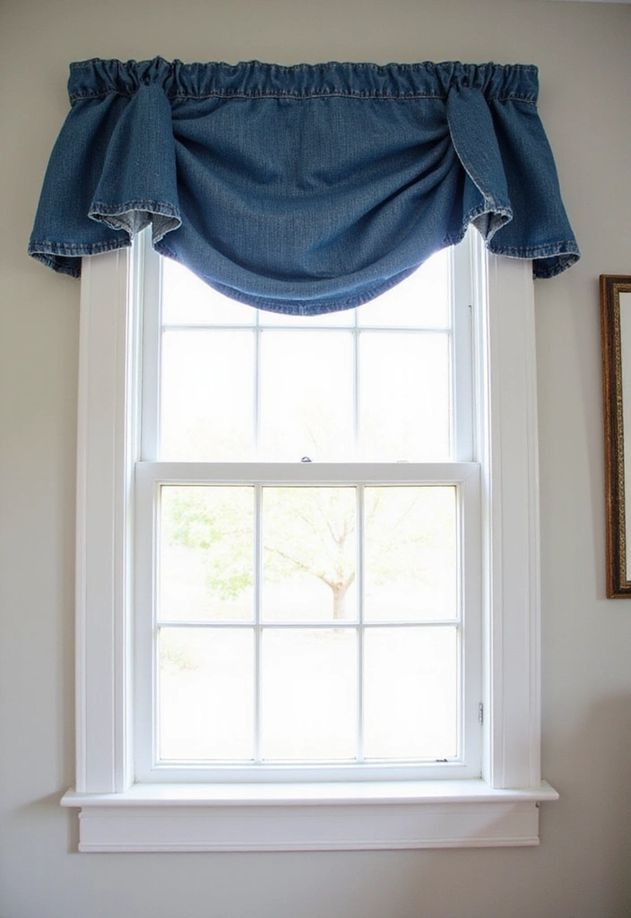 25 DIY Window Valance Ideas That Are Easier Than You Think (Watch Out for #12!) - 12. Upcycled Denim Valance (Watch Out for #12!)
