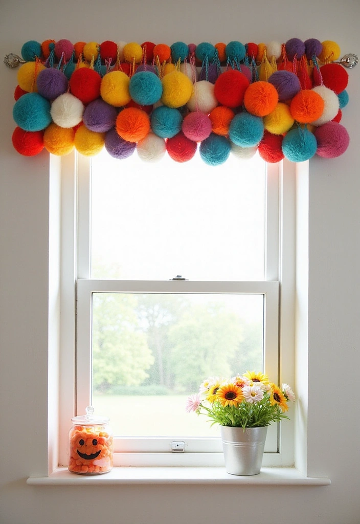 25 DIY Window Valance Ideas That Are Easier Than You Think (Watch Out for #12!) - 18. Felt Ball Valance