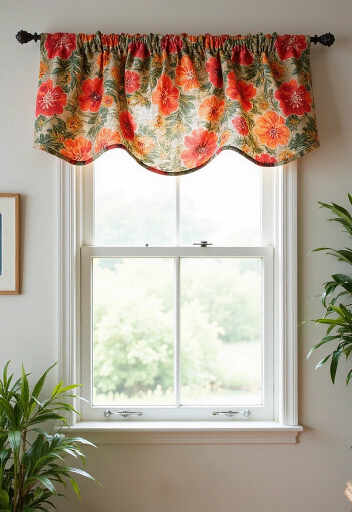 25 DIY Window Valance Ideas That Are Easier Than You Think (Watch Out for #12!) - 21. Floral Fabric Valance