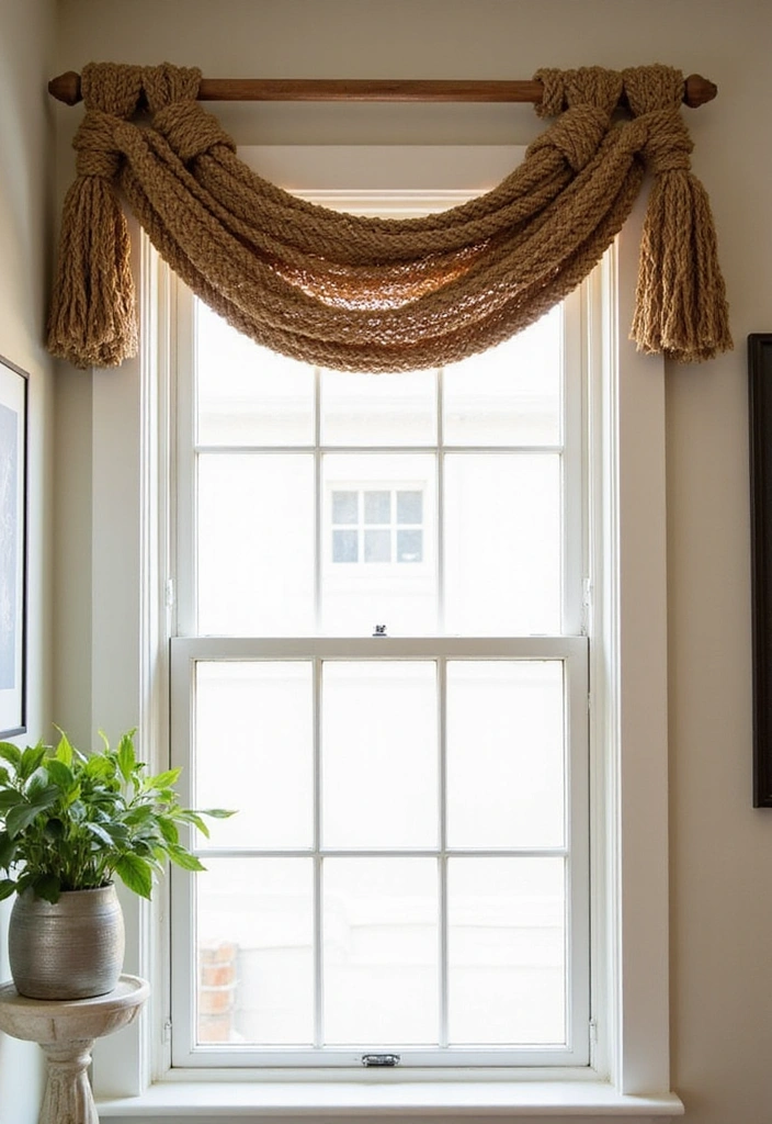 25 DIY Window Valance Ideas That Are Easier Than You Think (Watch Out for #12!) - 6. Knotted Rope Valance