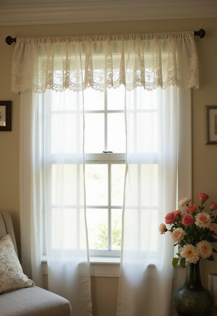 25 DIY Window Valance Ideas That Are Easier Than You Think (Watch Out for #12!) - 9. Lace Trim Valance