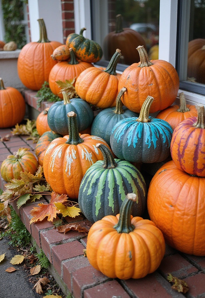 25 Festive Seasonal Wall Hanging Ideas to Celebrate Every Holiday (You Won't Believe #19!) - 17. Artistic Fall Pumpkin Display