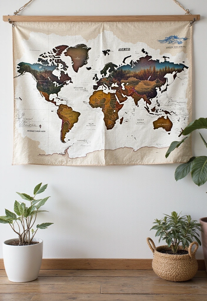 25 Festive Seasonal Wall Hanging Ideas to Celebrate Every Holiday (You Won't Believe #19!) - 23. DIY Map Wall Hanging for Travel Lovers