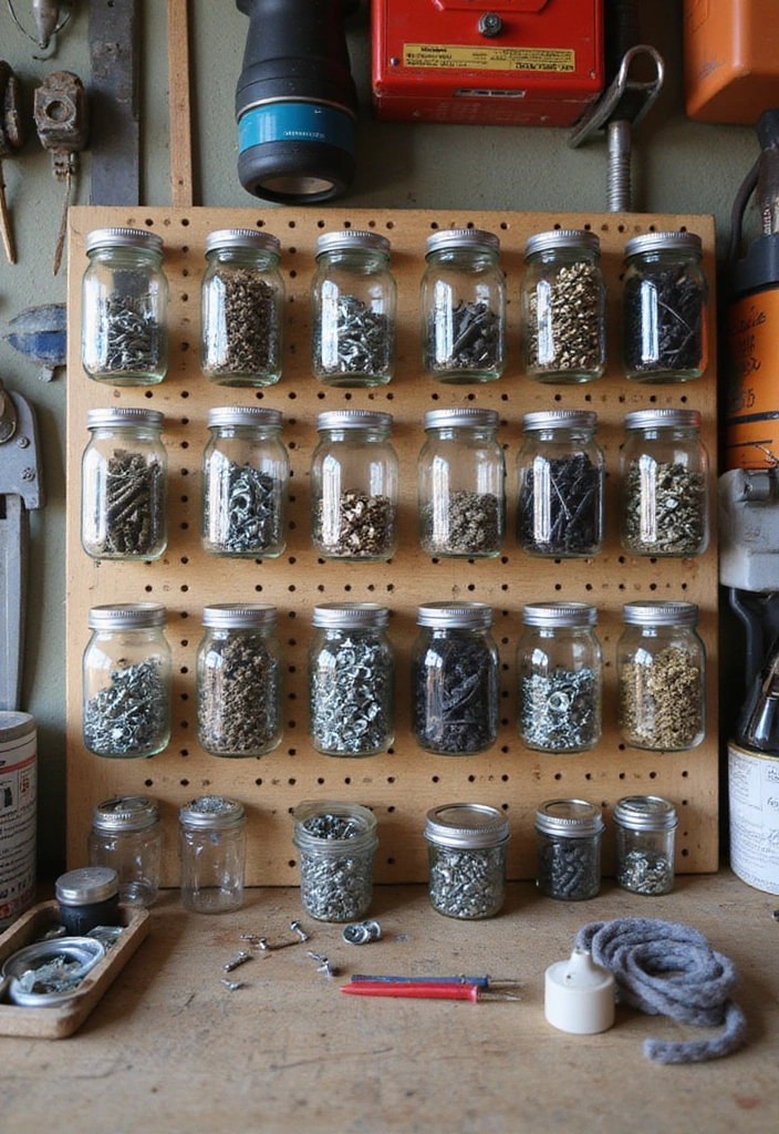 25 Genius Mason Jar Storage Ideas That Will Declutter Your Life (You Won't Believe #4!) - 12. Nail and Hardware Storage