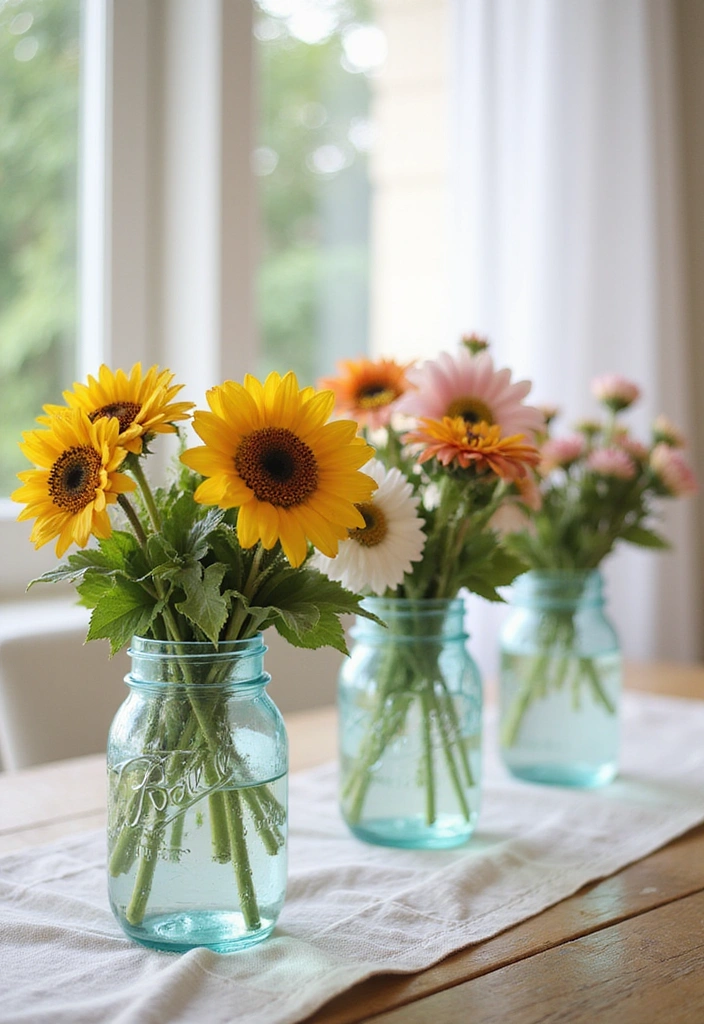 25 Genius Mason Jar Storage Ideas That Will Declutter Your Life (You Won't Believe #4!) - 21. Flower Vases