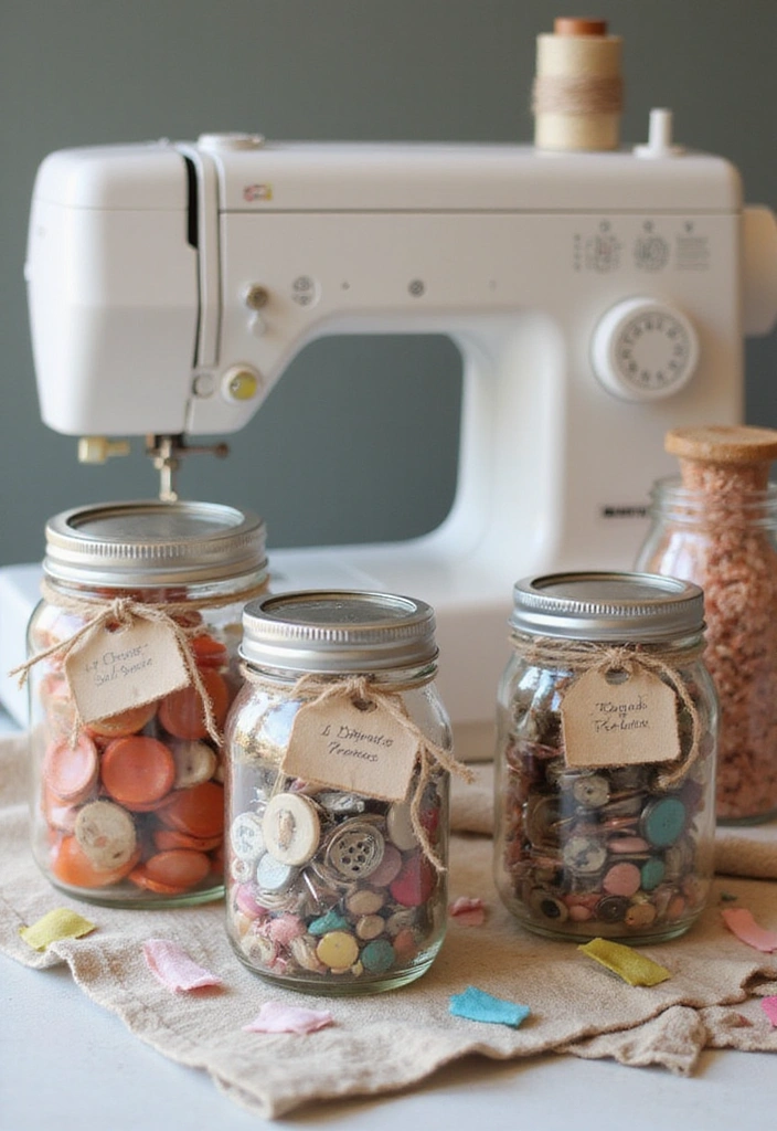 25 Genius Mason Jar Storage Ideas That Will Declutter Your Life (You Won't Believe #4!) - 6. Sewing Kit Storage