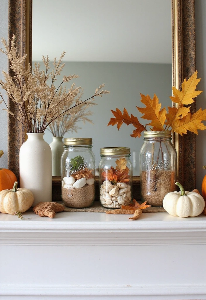 25 Genius Mason Jar Storage Ideas That Will Declutter Your Life (You Won't Believe #4!) - 8. Seasonal Decor Display