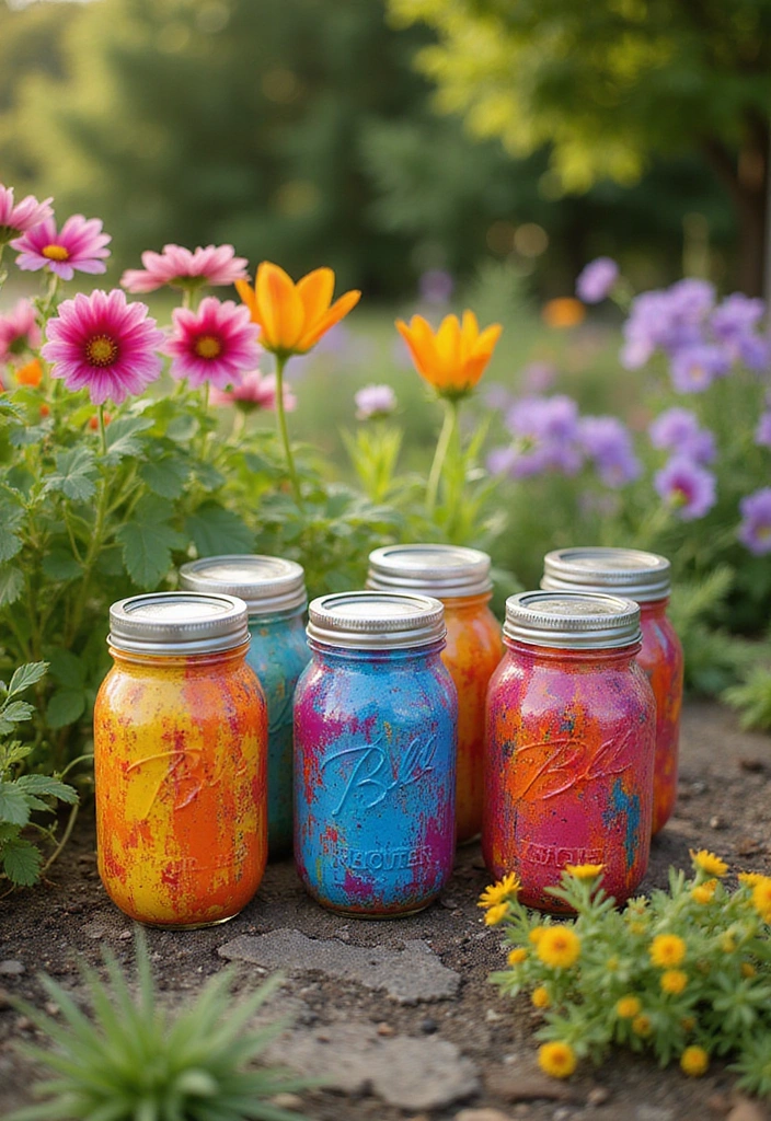 30 Easy DIY Mason Jar Crafts That Even Kids Can Do - 1. Rainbow Painted Mason Jars