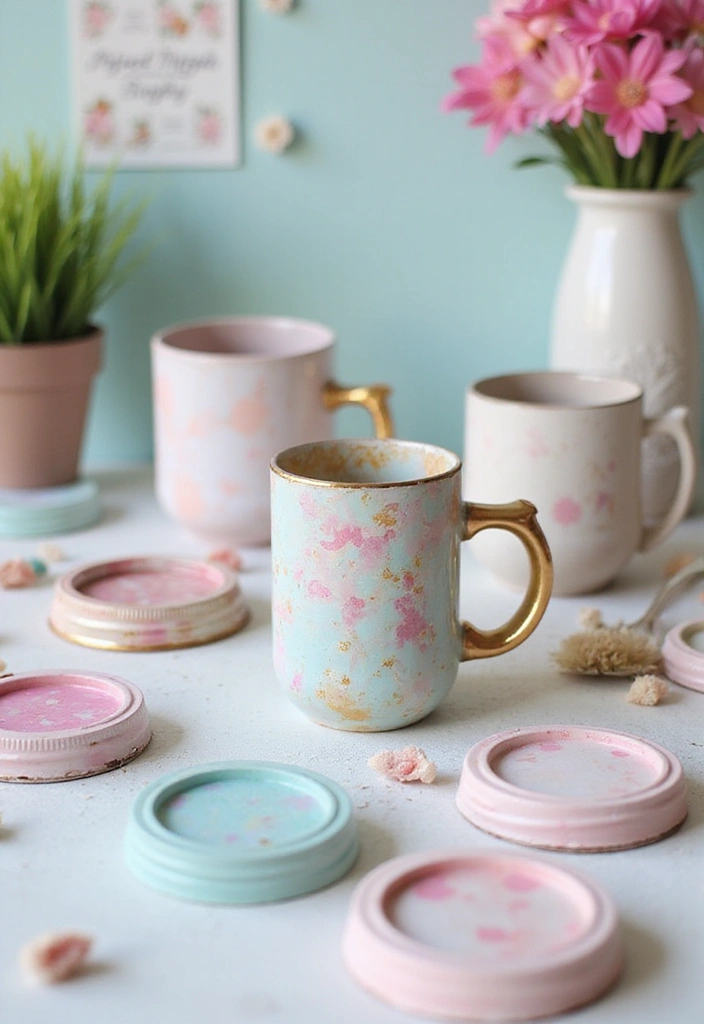 30 Easy DIY Mason Jar Crafts That Even Kids Can Do - 11. DIY Marble Mugs