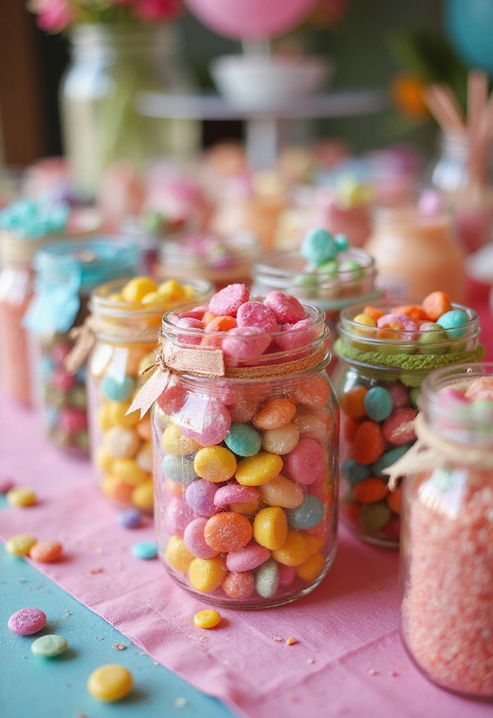 30 Easy DIY Mason Jar Crafts That Even Kids Can Do - 12. Colorful Mason Jar Party Favors