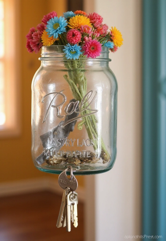 30 Easy DIY Mason Jar Crafts That Even Kids Can Do - 19. DIY Mason Jar Key Holder