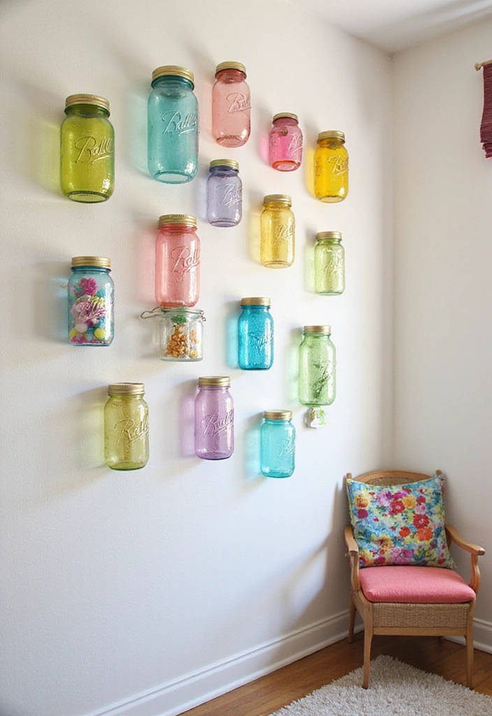 30 Easy DIY Mason Jar Crafts That Even Kids Can Do - 21. Mason Jar Wall Art