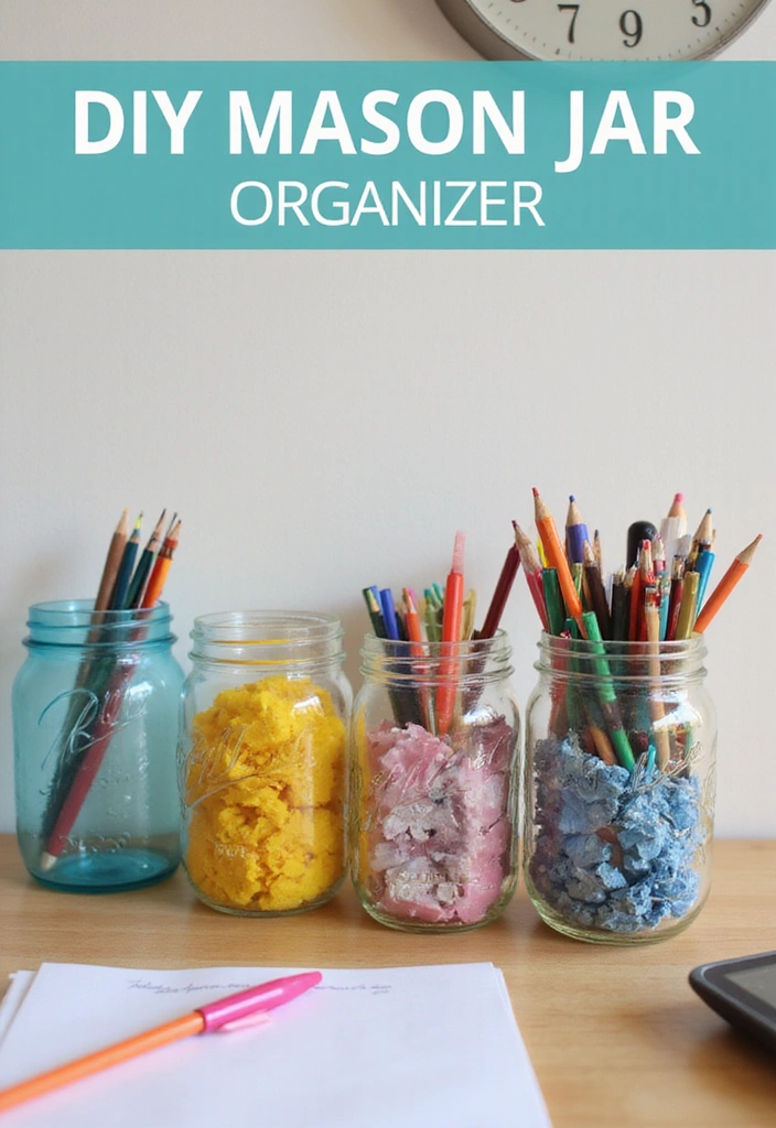 30 Easy DIY Mason Jar Crafts That Even Kids Can Do - 22. DIY Mason Jar Organizer