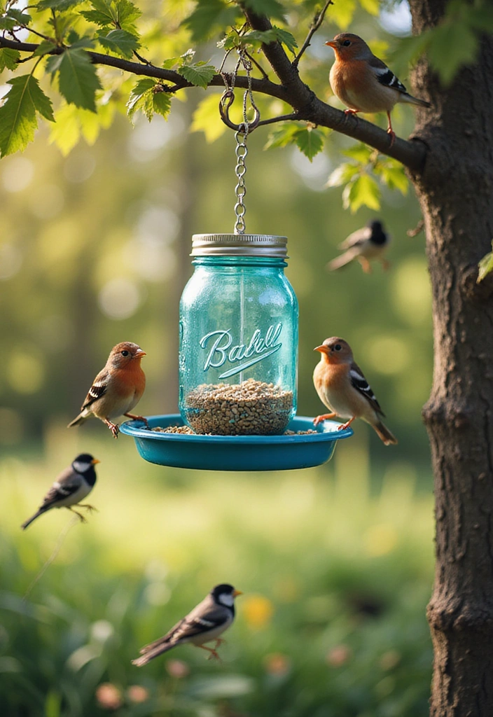 30 Easy DIY Mason Jar Crafts That Even Kids Can Do - 24. Mason Jar Bird Feeder