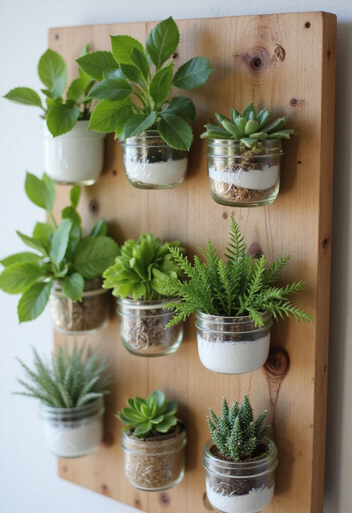 30 Easy DIY Mason Jar Crafts That Even Kids Can Do - 25. Mason Jar Wall Planters
