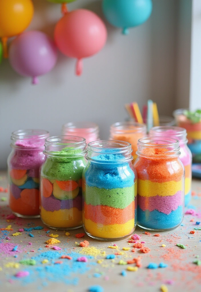 30 Easy DIY Mason Jar Crafts That Even Kids Can Do - 30. DIY Mason Jar Rainbow Pour