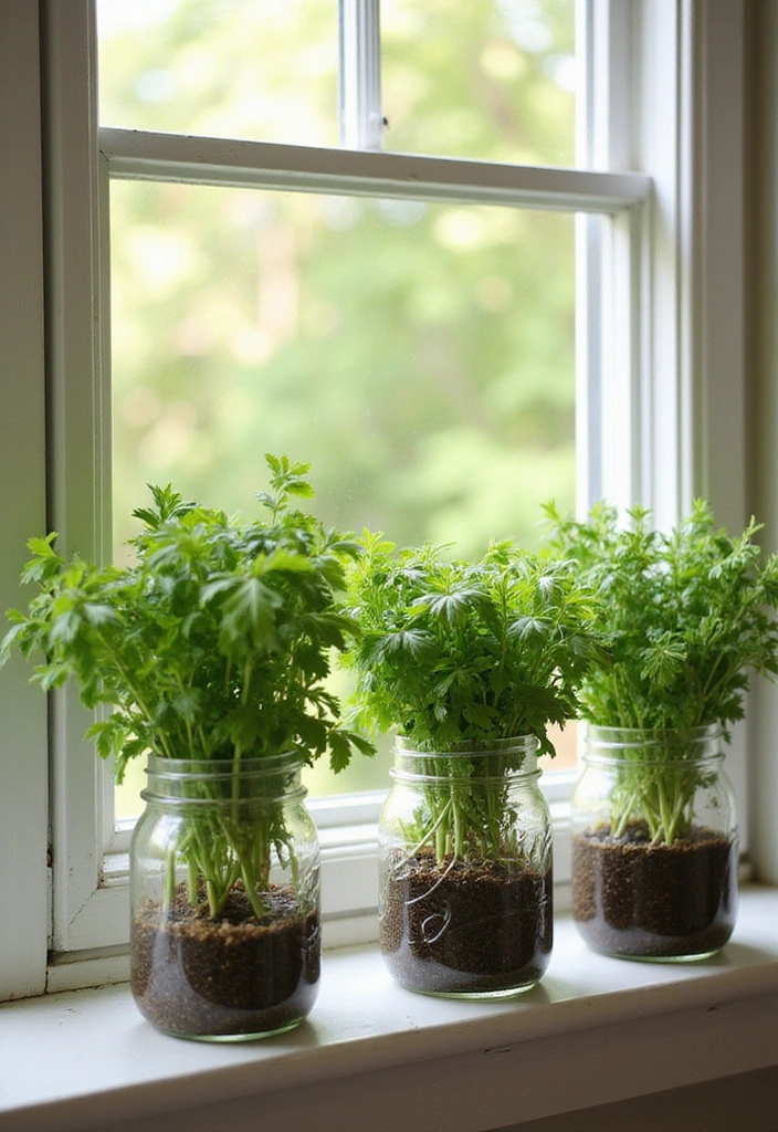 30 Easy DIY Mason Jar Crafts That Even Kids Can Do - 6. Mason Jar Herb Garden