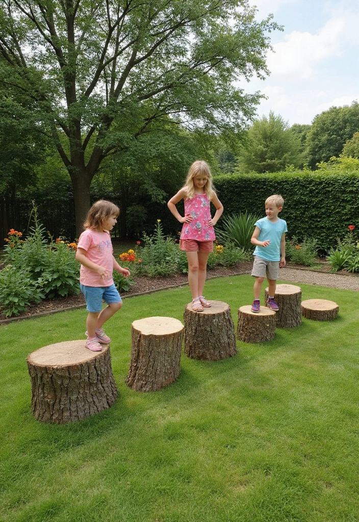 8 Amazing Tree Stump Play Area Ideas Your Kids Will Adore (and You'll Love the Low Cost!) - 1. Nature Balance Beams