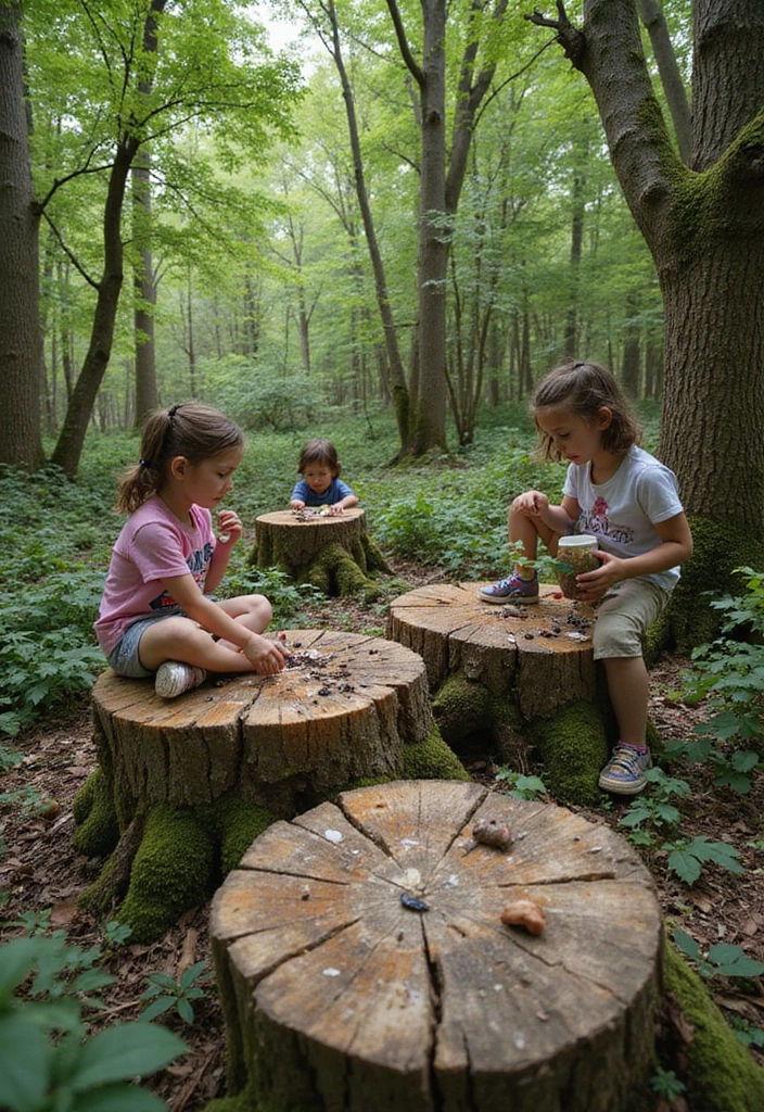 8 Amazing Tree Stump Play Area Ideas Your Kids Will Adore (and You'll Love the Low Cost!) - 5. Discovery Stations