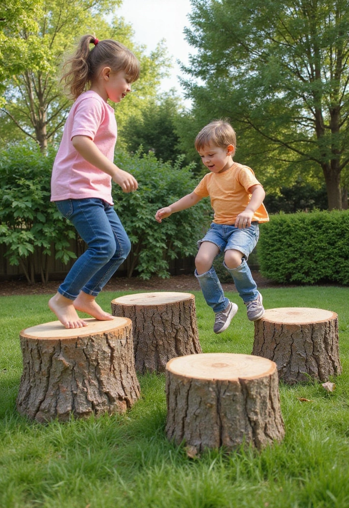 8 Amazing Tree Stump Play Area Ideas Your Kids Will Adore (and You'll Love the Low Cost!) - 7. Climbing and Jumping Fun