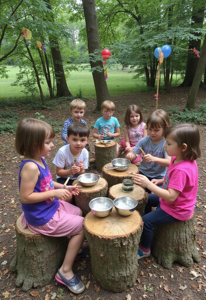 8 Amazing Tree Stump Play Area Ideas Your Kids Will Adore (and You'll Love the Low Cost!) - 8. Musical Stump Stations