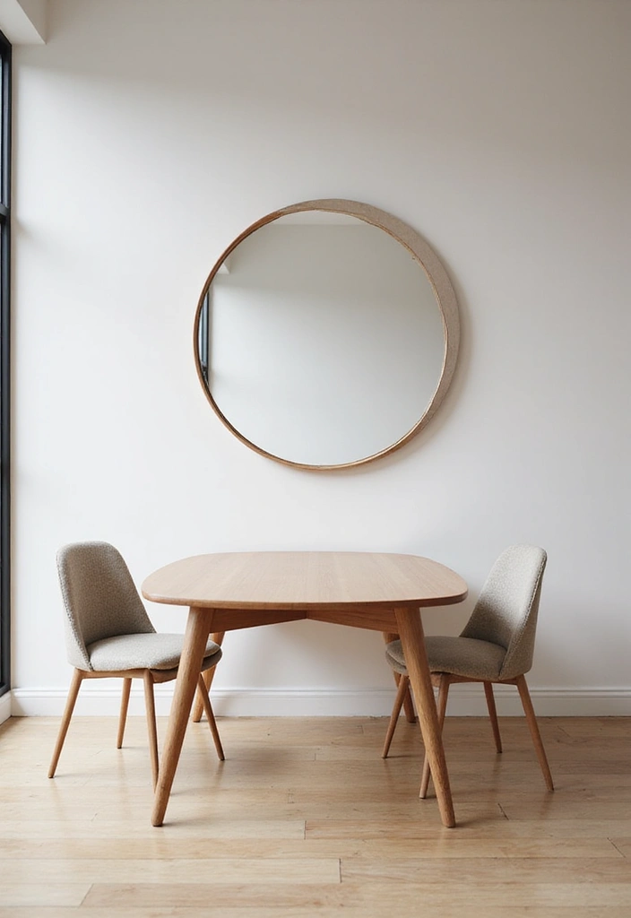 9 Minimalist Dining Room Mirror Ideas That Radiate Simplicity (Check Out #2!) - 1. Round Reflective Magic