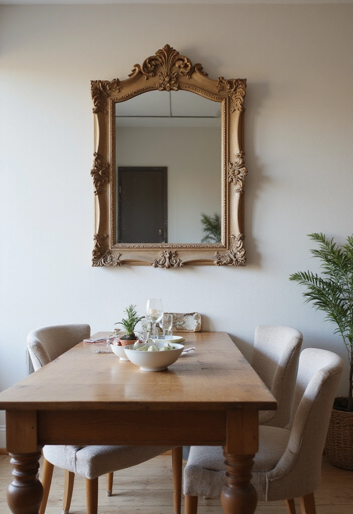 9 Minimalist Dining Room Mirror Ideas That Radiate Simplicity (Check Out #2!) - 3. Vintage Elegance