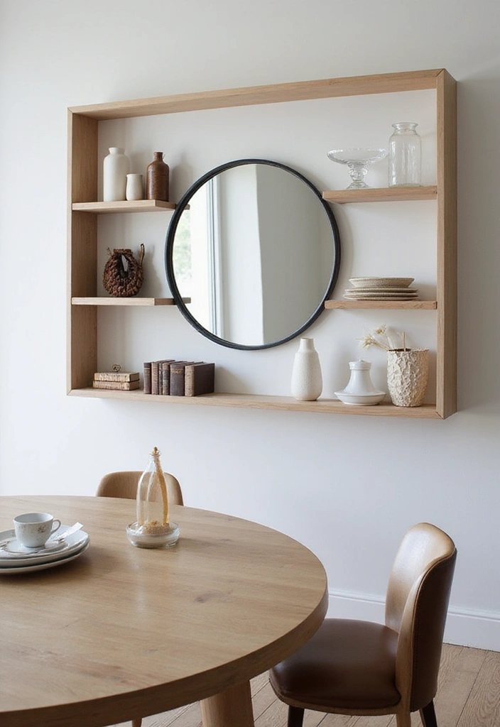 9 Minimalist Dining Room Mirror Ideas That Radiate Simplicity (Check Out #2!) - 7. Mirror with Shelving