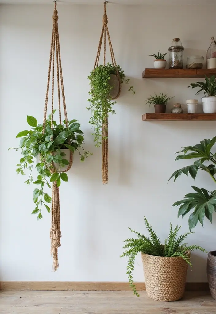 10 Creative DIY Meditation Room Ideas That Will Make You Say 'I Can Do That!' (Check Out #3!) - 4. Hanging Plants and Shelves