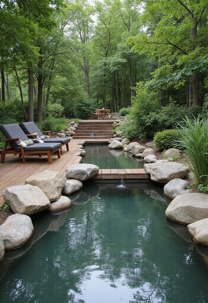 11 Gorgeous Gabion Water Feature Ideas That Will Bring Serenity to Your Garden! - 2. Gabion Pond with Seating Area