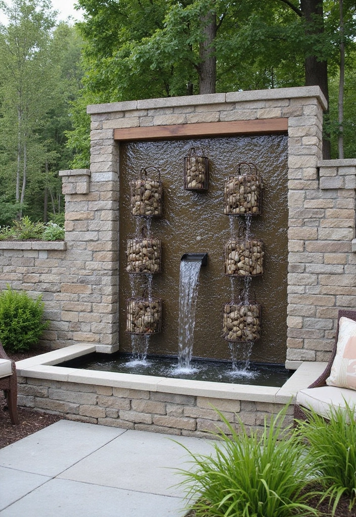 11 Gorgeous Gabion Water Feature Ideas That Will Bring Serenity to Your Garden! - 5. Rustic Gabion Water Wall