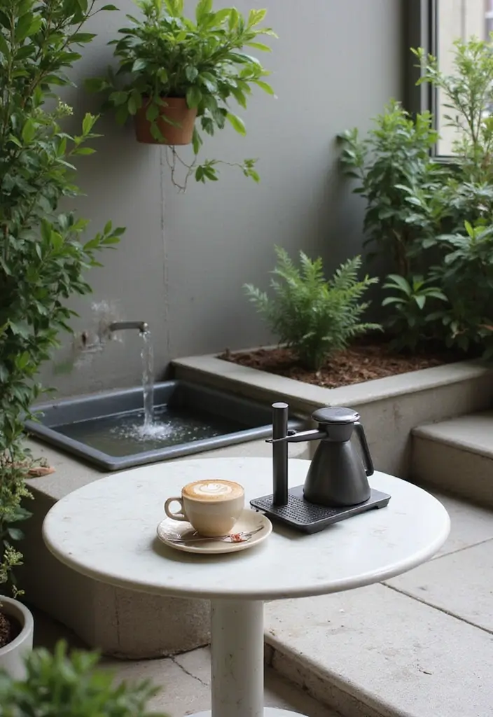 11 Outdoor Coffee Bar Ideas to Enjoy Your Brew in the Fresh Air! - 8. Minimalist Zen Coffee Space