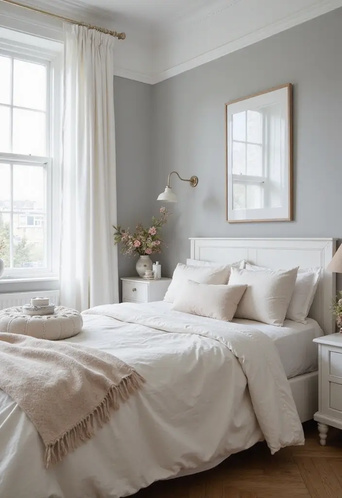 12 Cozy Grey Bedroom Designs That Will Wrap You in Comfort (You’ll Love #9!) - 1. Soft Dove Grey Serenity