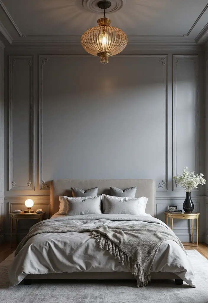 12 Cozy Grey Bedroom Designs That Will Wrap You in Comfort (You’ll Love #9!) - 11. Modern Grey Glam