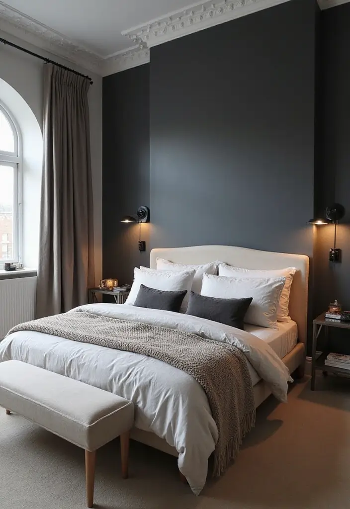 12 Cozy Grey Bedroom Designs That Will Wrap You in Comfort (You’ll Love #9!) - 2. Charcoal Charm