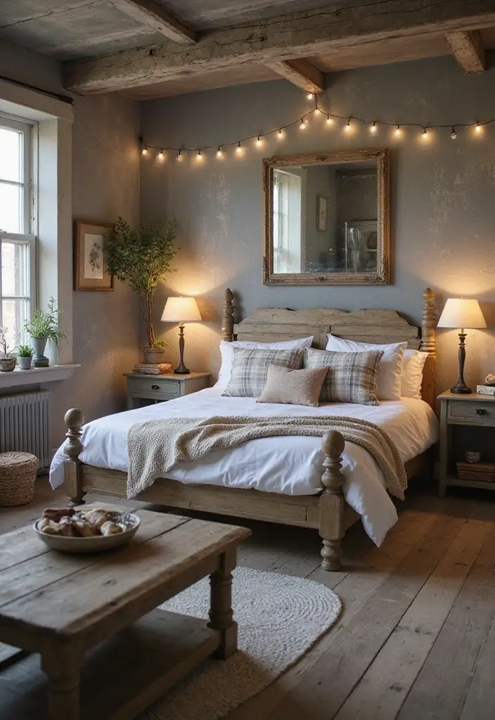 12 Cozy Grey Bedroom Designs That Will Wrap You in Comfort (You’ll Love #9!) - 3. Cozy Cottage Vibes