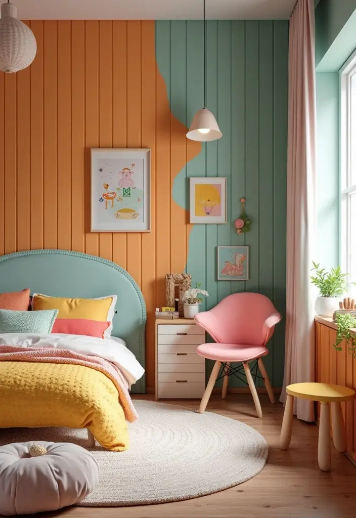13 Cozy Wood Wall Paneling Ideas for a Dreamy Bedroom Retreat! - 13. Playful Kids’ Room
