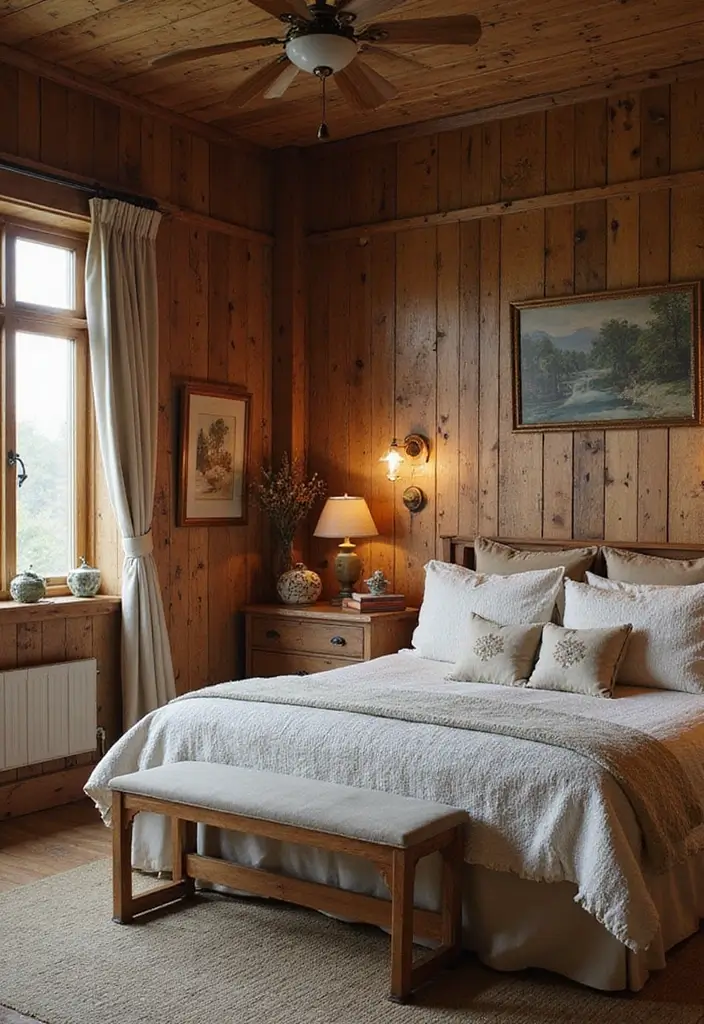 13 Cozy Wood Wall Paneling Ideas for a Dreamy Bedroom Retreat! - 3. Barn Wood Bliss