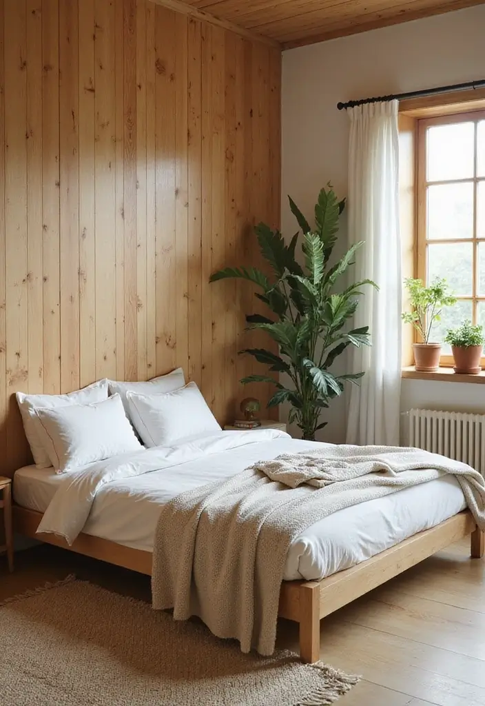 13 Cozy Wood Wall Paneling Ideas for a Dreamy Bedroom Retreat! - 5. Natural Unfinished Look